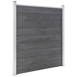 WPC Fence Set 9 Square + 1 Slanted 1657x186 cm Grey 3053241