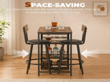 Space Saving Bar Table and PU Leather Stools for 2, 3 Piece Breakfast Bar Table Set with Storage T3398P553422