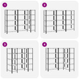 5-Layer Heavy-duty Shelves 3 pcs Silver Steel&Engineered Wood 3307597