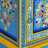 Bedside Cabinet Solid Mango Wood Turquoise Hand Painted 244834