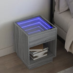 ZNTS Bedside Table with Infinity LED Grey Sonoma 40x40x50 cm 3284082