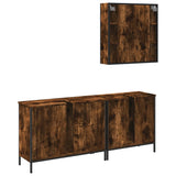 3 Piece Bathroom Cabinet Set Smoked Oak Engineered Wood 3214732
