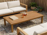 Table Top Rectangular Solid Teak Wood Natural 42033168