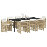 Garden Dining Set 9 pcs Beige Powder-Coated Steel 3380664