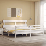 Bed Frame without Mattress White 200x200 cm Solid Wood 3195112