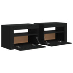 ZNTS Bedside Cabinets 2 pcs with LEDs Black 60x35x40 cm 3080735