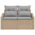 Garden Sofa with Cushion Beige 123 x 62 x 69cm Poly Rattan 42006775