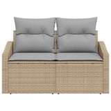 Garden Sofa with Cushion Beige 123 x 62 x 69cm Poly Rattan 42006775