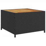 Garden Sofa with Table and Cushions L-shaped Black Poly Rattan 369048