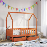 Kids Bed Frame with Drawers without Mattress 80x160 cm Solid Wood 3302043
