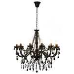 Chandelier with Beads Black 12 x E14 Bulbs 281609