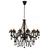 Chandelier with Beads Black 12 x E14 Bulbs 281609