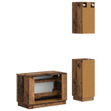 3 Piece Bathroom Cabinet Set HOORN Old Wood Engineered Wood 3417799