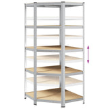 5-Layer Corner Shelf Silver Steel&Engineered Wood 4016963