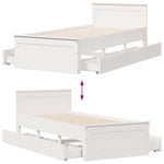 Bed Frame without Mattress with Headboard White 90x200 cm Solid Wood Pine 3308775