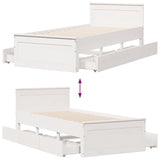Bed Frame without Mattress with Headboard White 90x200 cm Solid Wood Pine 3308775