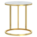 Side Table Gold and White Marble 45 cm Tempered Glass 331664