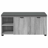 Hall Bench with Cushion with Shelf Grey Sonoma 100 x 38 x 46 cm 891517