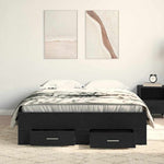 Bed Frame with Drawers Black oak 120 x 190 cm Engineered wood 3333980