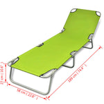 ZNTS Folding Sun Lounger Powder-coated Steel Apple Green 41480