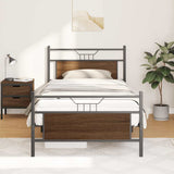 Bed Frame without Mattress Brown Oak 100x190 cm Engineered Wood 4106853