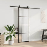 Sliding Door with Hardware Set Black 76x205 cm ESG Glass 3375949