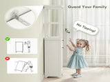 Tall Bathroom Cabinet, with Laundry Basket - White T3398P378059