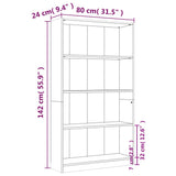 4-Tier Book Cabinet Grey Sonoma 80x24x142 cm Engineered Wood 815391