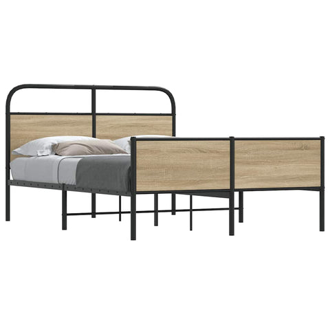 Bed Frame without Mattress 135x190 cm Sonoma Oak Engineered Wood 4100391