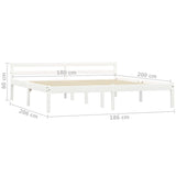 Bed Frame without Mattress White Solid Pine Wood 180x200 cm Super King 283189