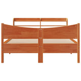 Bed Frame with Headboard Wax Brown 135x190 cm Double Solid Wood Pine 3307061