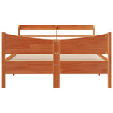 Bed Frame with Headboard Wax Brown 140x190 cm Solid Wood Pine 3307058