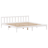 Bed Frame without Mattress White 200x200 cm Solid Wood Pine 3301484
