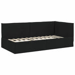 Corner Bed Frame with Headboard Black 90 x 200 cm Fabric 42016465