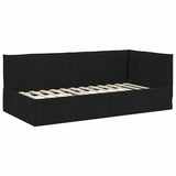 Corner Bed Frame with Headboard Black 90 x 200 cm Fabric 42016465