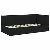 Corner Bed Frame with Headboard Black 90 x 200 cm Velvet 42016465