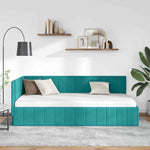 Corner Bed Frame with Headboard Turquoise 100 x 200 cm Velvet 42016325