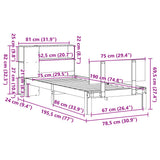Bookcase Bed without Mattress 75x190cm Small Single Solid Wood Pine 3322642