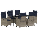 Garden Dining Set with Cushion 7 pcs Grey Poly Rattan 3380467