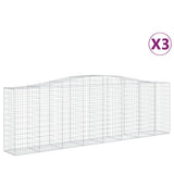 Arched Gabion Baskets 3 pcs 400x50x120/140 cm Galvanised Iron 3145970