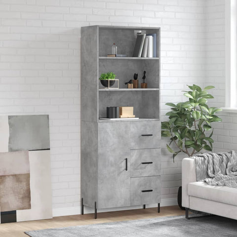 Highboard Concrete Grey 69.5x34x180 cm Engineered Wood 3189457