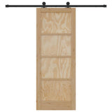 Sliding Door Natural and Black 78 x 202 cm Solid Pine Wood 3333358