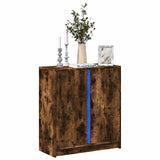 Sideboard with LED Smoked Oak 77x34x85 cm Engineered Wood 852135
