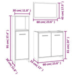 ZNTS 3 Piece Bathroom Furniture Set Grey Sonoma Engineered Wood 3154407