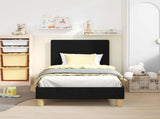 Children's Bed Frame with Headboard Black 80 x 160 cm Fabric 42010986