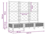 Garden Planter with Trellis&Wheels 3 pcs White PP 3423075