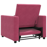 Pull out Sofa Bed Single Wine red 90 x 165 x 87 cm Velvet 42002702