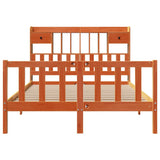 Bookcase Bed without Mattress Wax Brown 150x200 cm King Solid Wood Pine 3321762