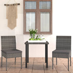 ZNTS 3 Piece Outdoor Dining Set with Cushions Poly Rattan Grey 3100401