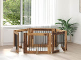 Foldable Dog Gate with Stands 6 pcs Old Wood 482 cm 892089